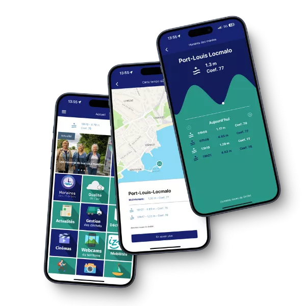 Application mobile de ville avec un module coefficient de marés